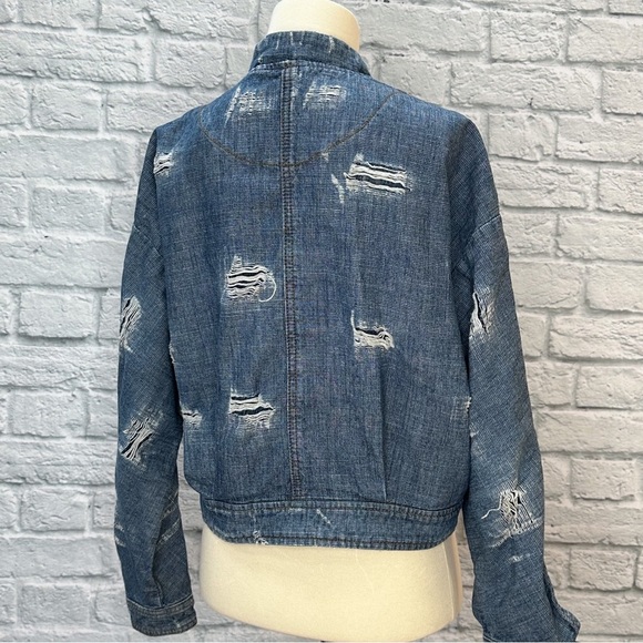 Free People Blue Cropped Jean Jacket - Picture 11 of 12